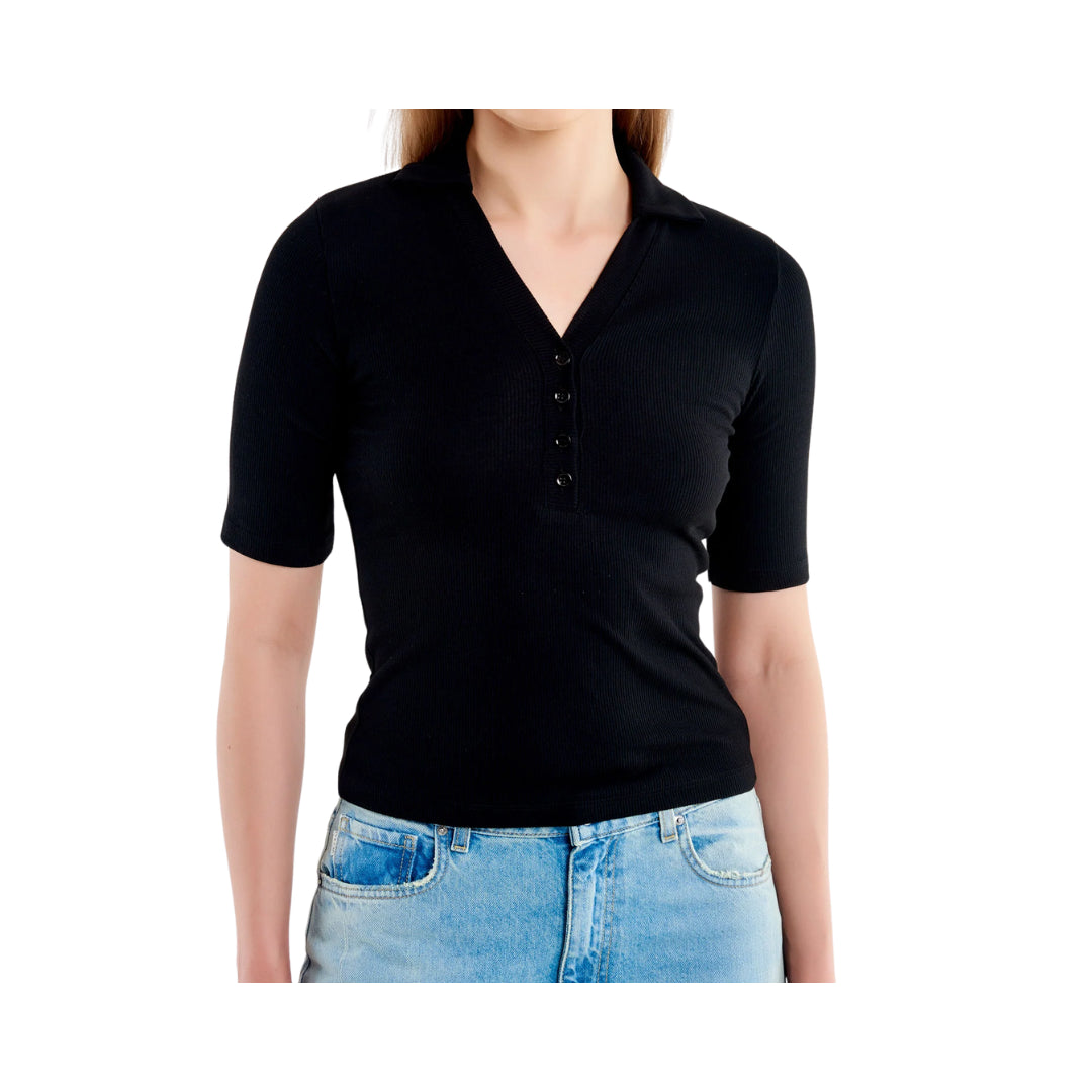 T-shirt a Costine Scollo a V Vicolo

UAB0318