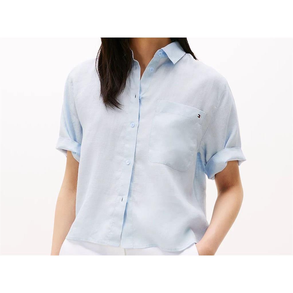 Tommy Hilfiger Camicia Relaxed Fit a Maniche Corte In Lino