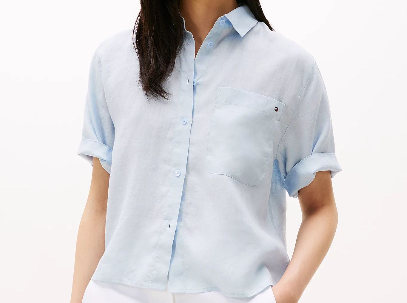 Tommy Hilfiger Camicia Relaxed Fit a Maniche Corte In Lino