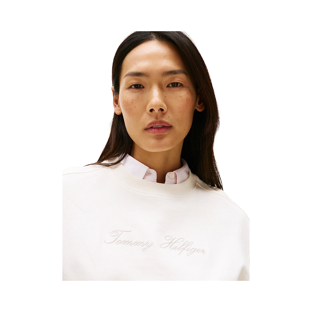 Tommy Hilfiger Felpa In Piqué Con Logo Ricamato