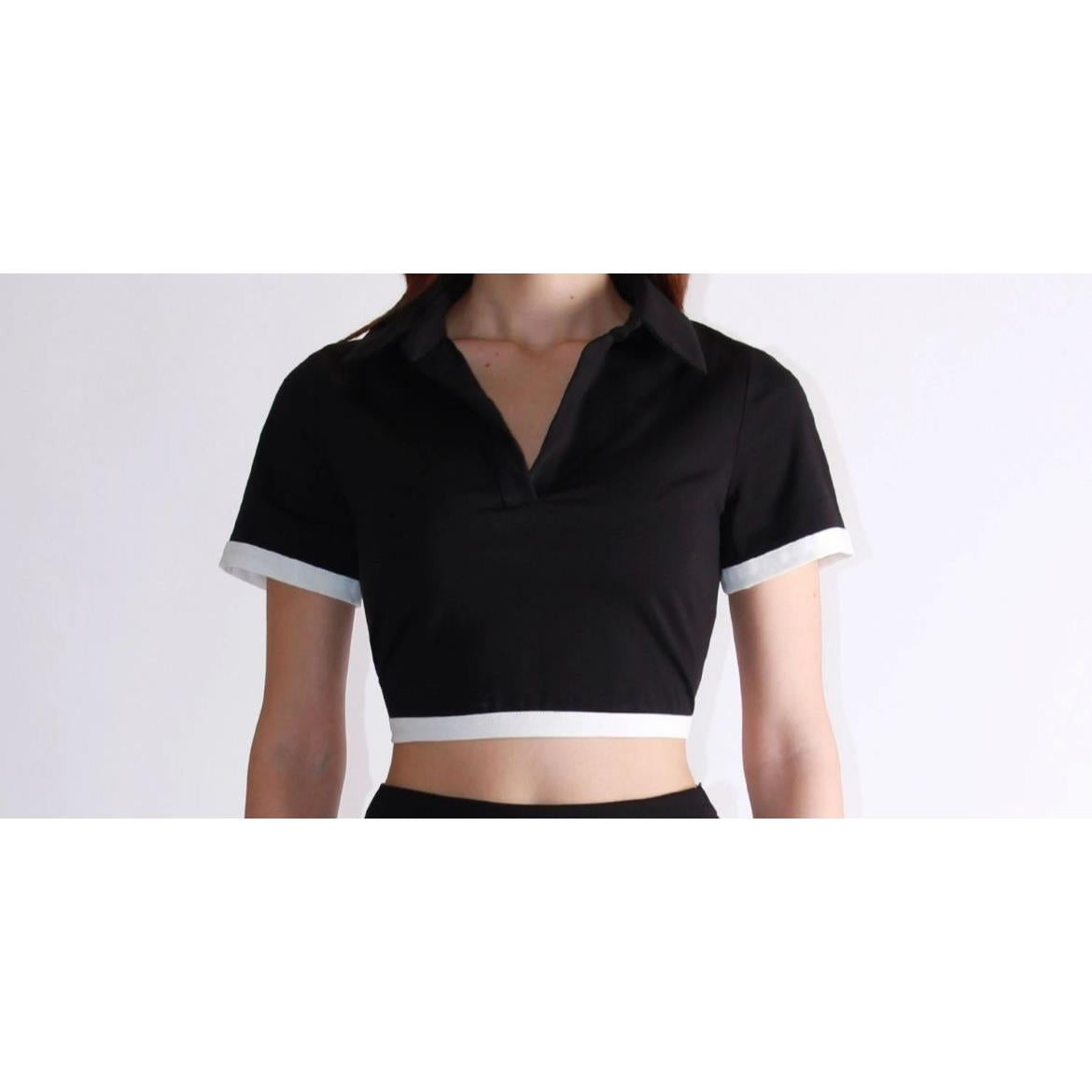 Berna T-Shirt Crop Con Bordi A Contrasto