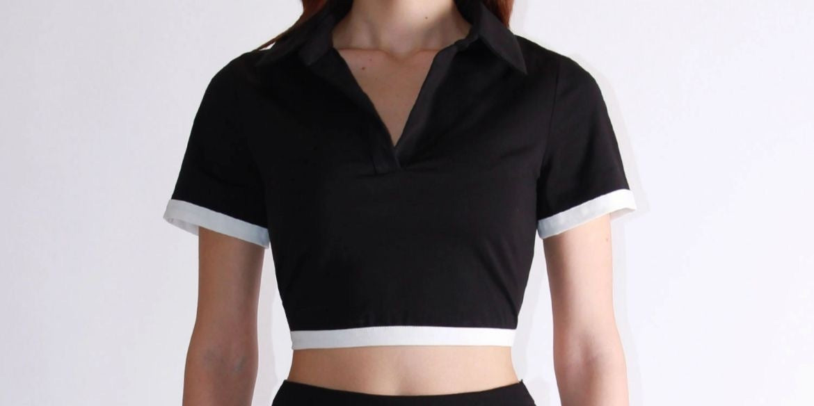 Berna T-Shirt Crop Con Bordi A Contrasto