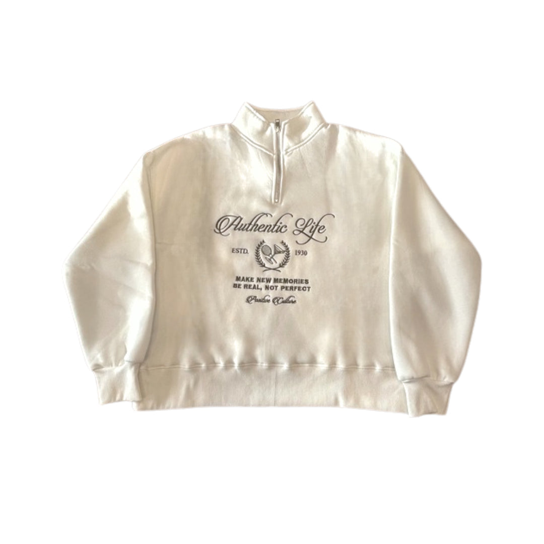 Berna Felpa Mezza Zip "Authentic Life" in Cotone

W 254171