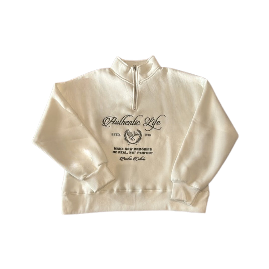 Berna Felpa Mezza Zip "Authentic Life" in Cotone

W 254171