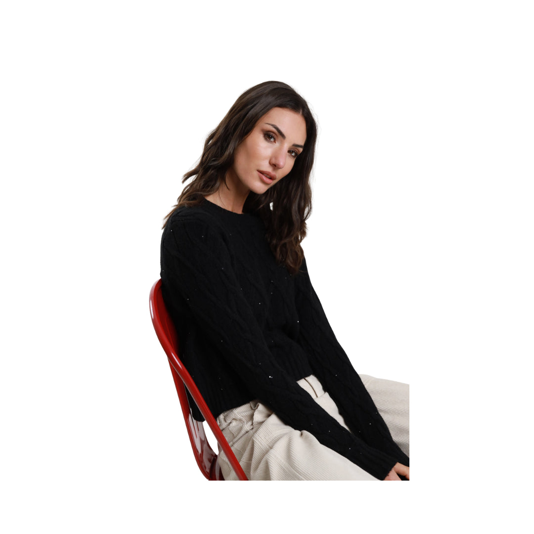 Susy Mix Pullover intrecciato + micro Paillettes

YZ23782